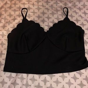 2/$20 New look black scalloped crop top/ bralette